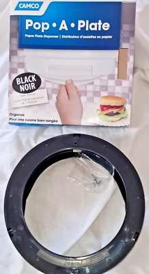 Dispensador de placas de plástico negro Pop-A-Plate de 9 pulgadas | Ideal para espacios compactos, casas rodantes Foto 1 de 4
