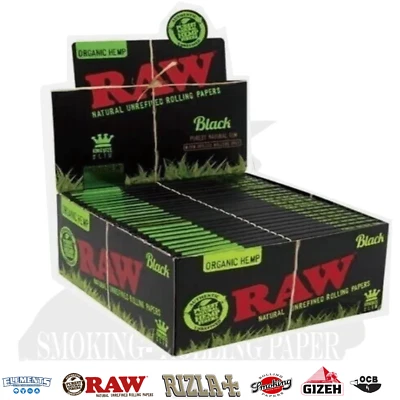 Cartine Raw Black Organic King Size Slim - Lunghe Rolling paper, 25 Booklets - Imagen 1 de 2