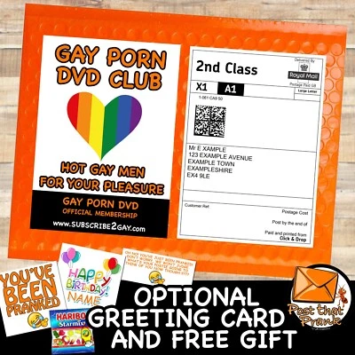 POST THAT PRANK (BY LJB CREATIONS) Funny GAY PORN Prank Post Postal Mail Package Adult Joke Birthday Humour Gift