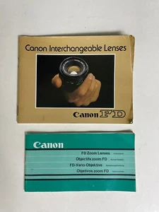 Folletos de información e instrucciones para lentes intercambiables Canon FD, inglés - Imagen 1 de 2