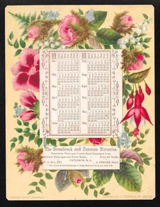 Tarjeta canjeada de calendario 1880 Greenbrook & Paterson guarderías Patterson Nueva Jersey - Imagen 1 de 2