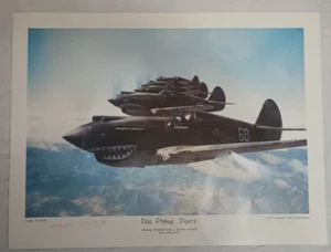 Limited Edition WW2 Aviation Print FLYING TIGERS Signed RT Smith P-40C Tomahawks - Picture 1 of 14