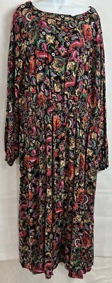 Nuevo con etiquetas Maxi Vestido Croft & Barrow Talla Grande 3X Paisley Floral Largo Slv Cintura Elástica Foto 1 de 4