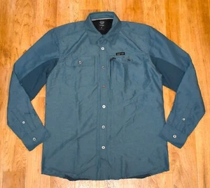 Camisa con botones Wrangler Outdoor para hombre azul medio ventilada manga larga - Imagen 1 de 3