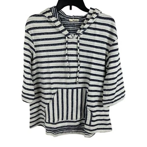 Felpa pullover donna a righe manica 3/4 LA made con cappuccio taglia M - Foto 1 di 6
