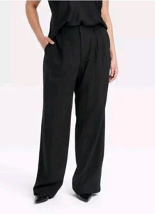 A New Day Women's High Rise Relaxed Fit Wide Leg Pants Black Size 17R - Picture 1 of 13