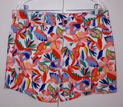 ST. JOHN'S BAY ЖЕНЩИНЫ 5» ЦВЕТОЧНЫЙ КОРОТКИЙ ХЛОПОК/СПАНДЕКС-14 НОСИЛИ ОДИН РАЗ - Изображение 1 из 3