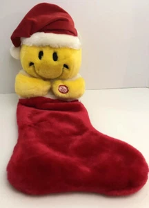 MTY International Plush Yellow Happy Face Giggling Christmas Stocking - Picture 1 of 10