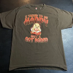 Adult Large Snow White And The Seven Dwarfs Grumpy T-Shirt I Tried To Be Happy L - Picture 1 of 5