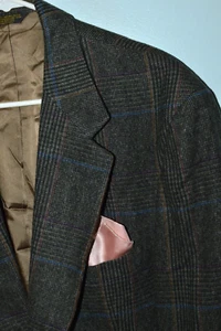 48L GANT Men's Gray Multicolored Vintage Prince of Whale 100% Wool Tweed Coat - Picture 1 of 14
