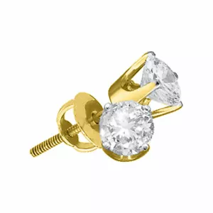 14kt Gelbgold Damen runde Diamant Solitär Ohrringe 1/20 cttw - Bild 1 von 1