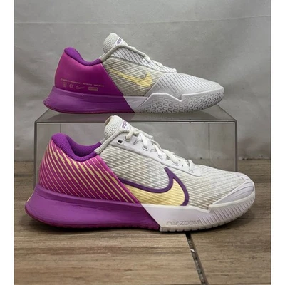 Nike Vapor Pro Tennis Shoes Women's Size 8.5 White Purple Yellow Zoom - Image 1 of 4