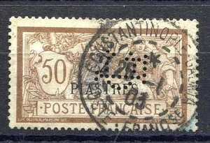 French P.O’s Turkish Empire 1902 2P. on 50.c used perfined “FC” Fr. Consulate - Picture 1 of 2