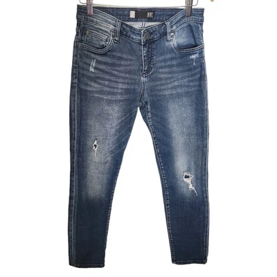 Kut From the Kloth Skinny Stretch Distressed Denim Medium Dark Wash Jeans Size 2 - Image 1 of 4