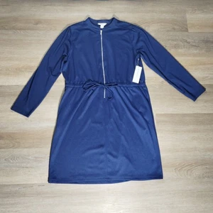 Vestido Liz Claiborne Cordón XXL Azul Marino Informal Chic Minimalista Viaje Nuevo con Etiquetas - Imagen 1 de 7