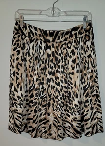 White House Black Market Womens Sz 4 Animal Print Sateen A-Line Mini Skirt Lined - Picture 1 of 5
