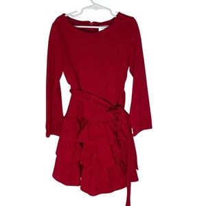 Rare Edition Elegant Red Kids Dress Sparkle and Ruffle Holiday Dress size 7 - Picture 1 of 4