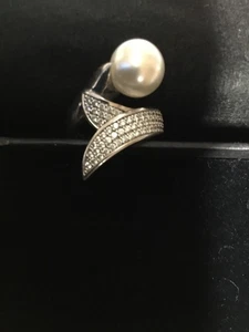Ring,Eva Maria Pfeffinger Muschelkernperle 925 AG mit Zirkonia, Gr.54 gebr/s.gut - Bild 1 von 7