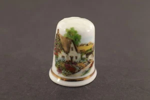 Fenton China Thimble FINCHINFIELD ESSEX Cottage Sewing Souvenir England - Picture 1 of 4