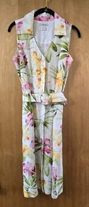 Vestido Camisa Tommy Bahama Lino Talla 6 Floral Sin Mangas Cinturón Tropical Hawaiano - Imagen 1 de 20