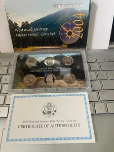 2004 U.S. Mint Westward Journey Nickel Seri Coin Set w/ Box + COA PROOF - Picture 1 of 3