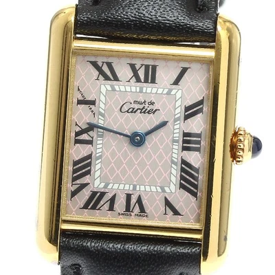 CARTIER Mástil Tanque Vermilion W1018687 Vermeille Esfera Rosa Cuarzo Damas_911682 Foto 1 de 4