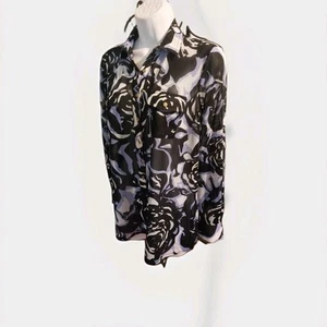 Blusa Dana Buchman Para Mujer Talla S Camisa Semi Transparente Botón Frontal Pullover Bolsillo - Imagen 1 de 6