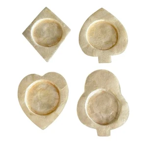 Vintage Capiz Shell Coasters Card Suits Hearts Diamonds Clubs Spades Set of 4 - Picture 1 of 10