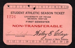 1927 U. TEXAS LONGHORNS Season Football Ticket - Picture 1 of 2