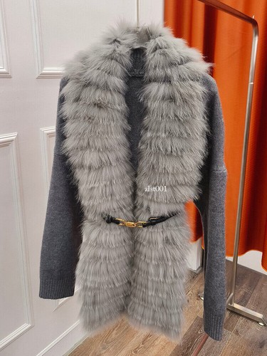 OFF WHITE Maglione pelliccia di volpe originale nuovo donna pelliccia cardigan giacca maglia maglione pelliccia cappotto