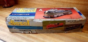 Vintage Blech Diesellok Taiwan Fu Yi Spielzeug batteriebetrieben - OVP - Bild 1 von 3