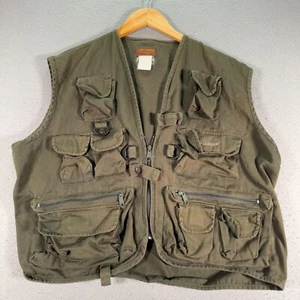 Vintage Pflueger Fishing Vest Mens Large Green Hunting Tactical Utility Outdoors - Picture 1 of 8