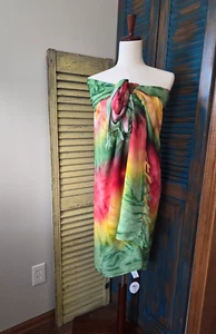 Pareos Del Mar Batik Sarong Coverup Strand Halstuch Schal 45x65 Fransen Viskose Boho - Bild 1 von 14