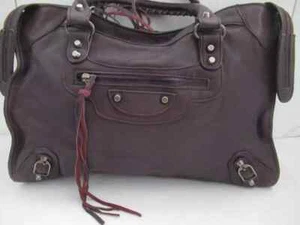 Bozagi Ladies Large HANDBAG Purple Wine Colour Genuine LEATHER As New - Picture 1 of 12