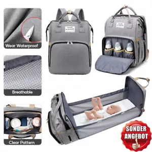 Wickeltasche Babytasche Babyrucksack Mama Baby Wickelrucksack Set mit Kinderbett - Bild 1 von 17