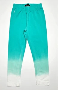 Polo RALPH LAUREN Girls 5 Spandex PANTS Green Stretch Leggings OMBRE DIP DYED - Picture 1 of 24