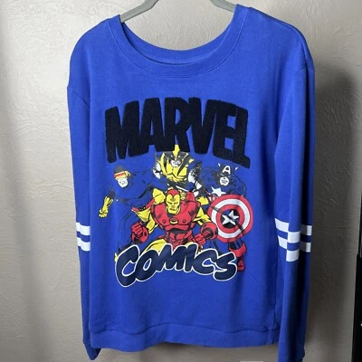 MARVEL Unisex Blue Avengers Comics Graphic Long Sleeve SweatShirt L - Изображение 1 из 4