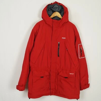 PEAK PERFORMANCE GORE-TEX 男式派克外套 L 码连帽红色绝缘 — 第 1/4 张图片
