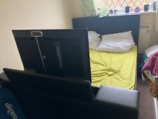 double tv bed with tv. Double bed With TV. Black Faux Leather