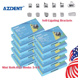 10 paquetes de brackets autoligables dentales AZDENT Roth.022 Hook345 - Imagen 1 de 14