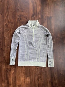 Ivivva Seamless 1/4 Zip Pullover Top Size 14Yellow Green Gray - Picture 1 of 6