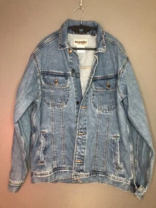 Wranglers Rugged Blue Denim Jean Trucker Jacket Button Up Men’s Size Large New  - Picture 1 of 5