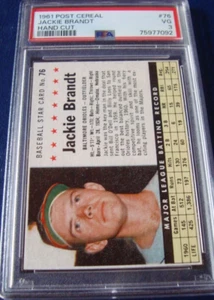 1961 Post Cereal #76 JACKIE BRANDT psa 3 HC BALTIMORE ORIOLES (092 ) - Picture 1 of 3