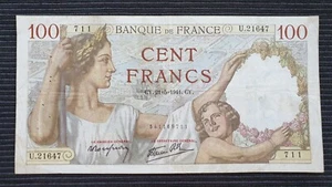 FRANCE 100 Francs 1941 P94 Banknote - Picture 1 of 2