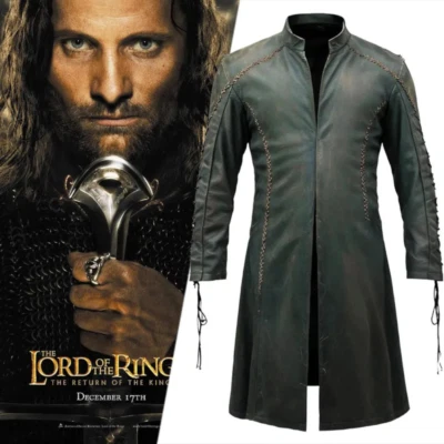 Abrigo Plumero de Cuero Aragorn Señor de los Anillos Juegos con disfraces Trinchera Halloween EE. UU. Foto 1 de 3