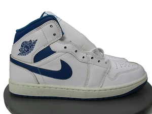 Nike Air Jordan 1 Mid SE White Industrial Blue Sail Sneakers Mens Sz 10.5 - Picture 1 of 8