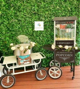 Hire Only* Vintage White Candy Floss Machine & Popcorn Cart Birthdays Weddings - Picture 1 of 12