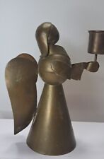 Vintage Brass Or Copper Angel Candlestick Holder Approx 6" Made In Mexico