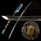 Japanese Samurai Katana Clay Tempered L6 Steel Blade Full Tang Sword Choji Hamon