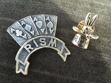 Vintage MAGICIAN'S MAGIC CLUB LOT- Lapel Pin LOT-Rabbit In Hat, Card Fan-RISM